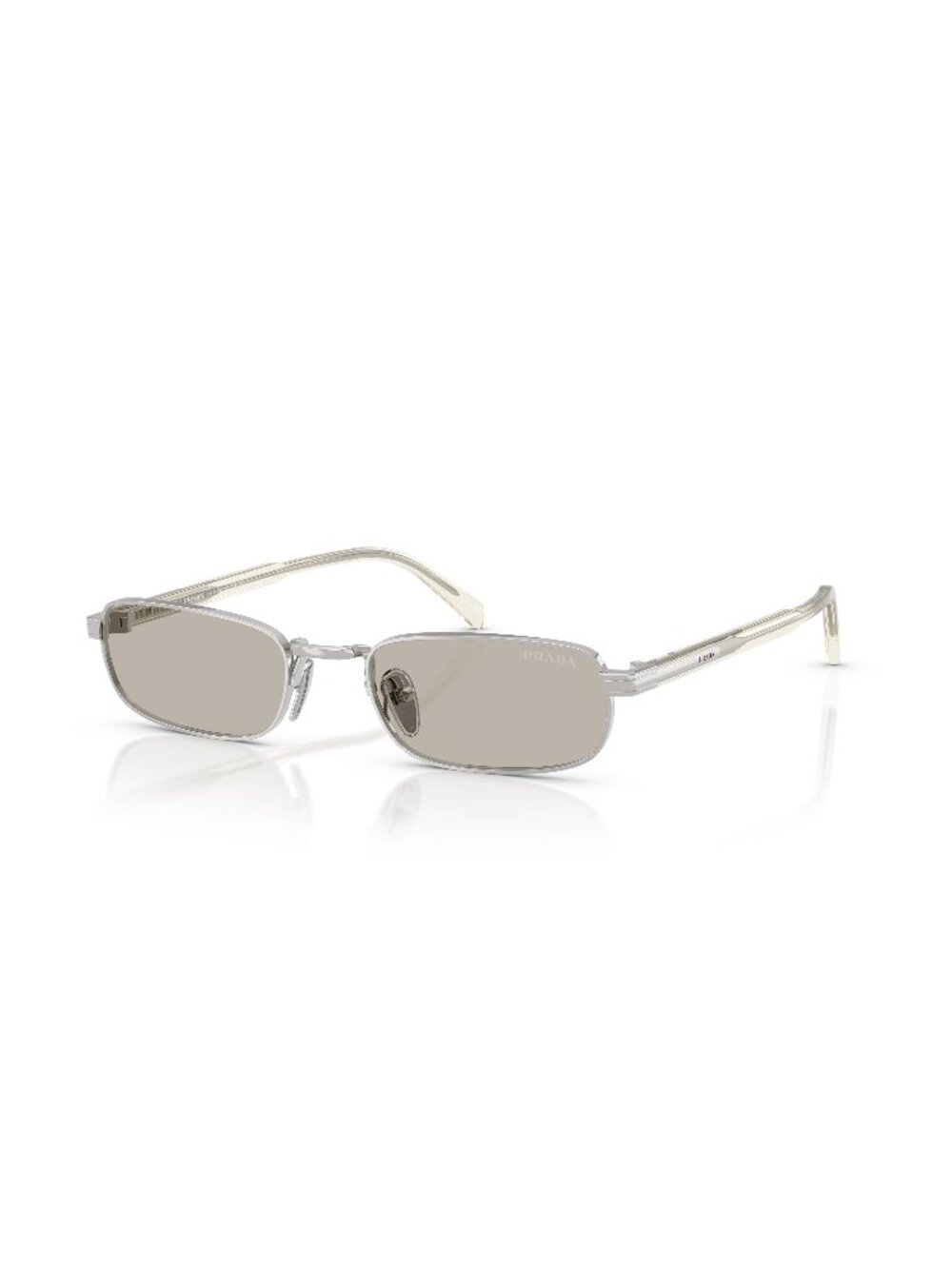 New Prada Men's Sunglasses Silver Square Brown Lens Metal Frame PR B54S 1BC30P